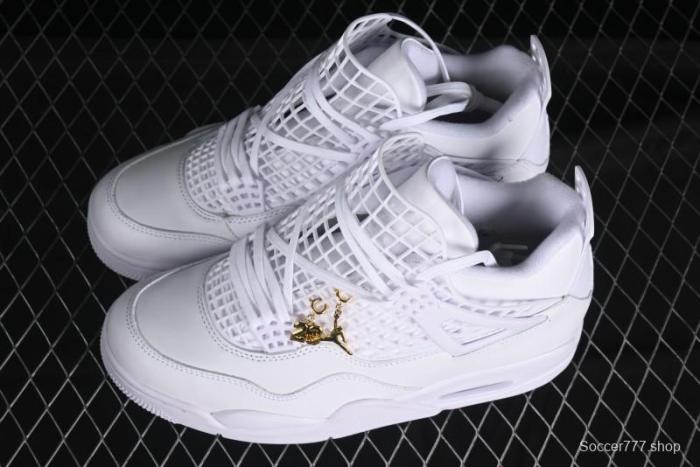 Nike Air Jordan 4 Retro Basketball Shoes with Net Design - FV7251-107