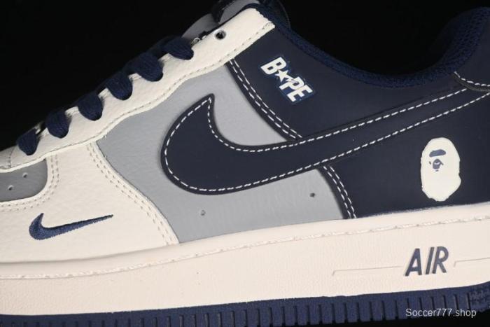 Nike Air Force 1 '07 Low Bape Collaboration - Deep Blue Grey Low-Top Casual Sneakers BB6566-206