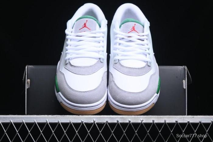 Nike Air Jordan 4 Remastered AJ4 Retro Sneakers in White Green with Gum Sole - FQ7939-103