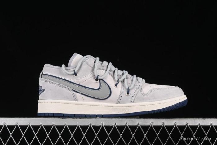 Nike Air Jordan 1 Low AJ1 Bape Collaboration - Grey Blue Retro Basketball Shoes with Custom Laces - SJ9950-019