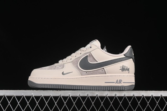 Nike Air Force 1 '07 Low Stussy Collaboration Pig Grey Swoosh Grey Sole Casual Sneakers - XX3168-126