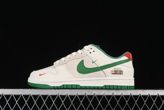 Nike SB Dunk Low Gucci Collaboration - Custom Patchwork Green Swoosh Anniversary Edition Low-Top Casual Skate Shoes - KK1688-053