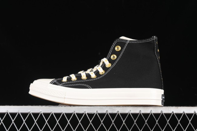 Converse Chuck 1970s High-Top Sneakers with Gold Star Accents and Classic Black & White Design - A12462C