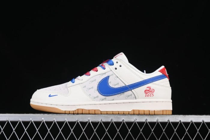 Nike SB Dunk Low Stussy Snake Year Collaboration Bullet Blue Check Anniversary Custom Low-Top Casual Skate Shoes - FC1688-207