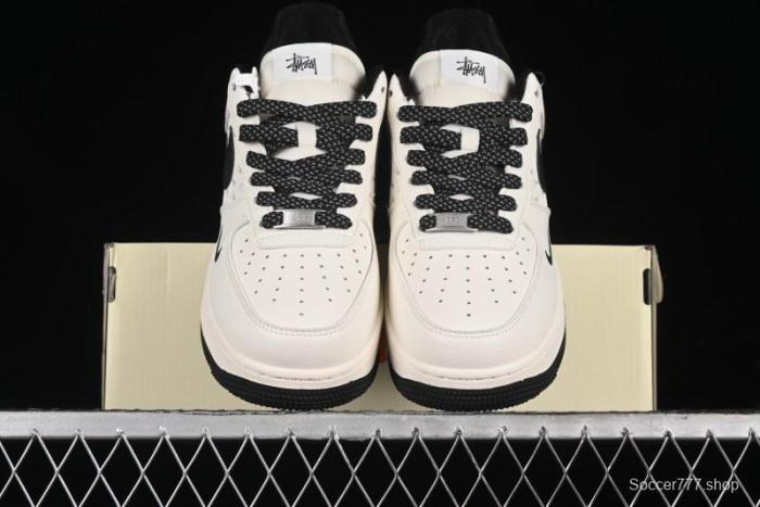 Nike Air Force 1 '07 Low Stussy Collaboration - White Black Low-Top Casual Sneakers - XZ3328-001