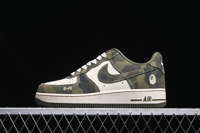 Nike Air Force 1 '07 Low Bape Collaboration - Jungle Camouflage Low-Top Casual Sneakers - CH6336-509