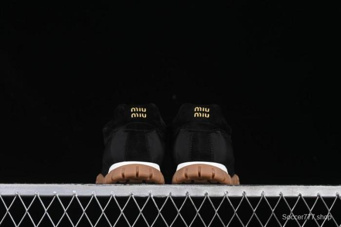 Miu Miu Suede Round Toe Lace-Up Women's Low-Top Casual Shoes - 99D4