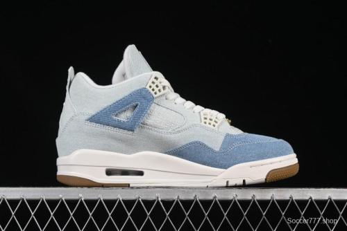 Nike Air Jordan 4 Retro Denim  Worn Blue  Sneakers with Distressed Wash Finish - IB6716-100