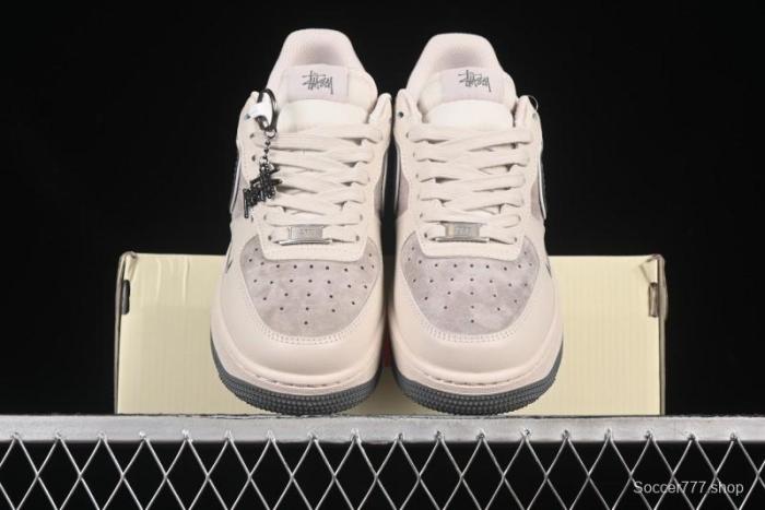 Nike Air Force 1 '07 Low Stussy Collaboration Pig Grey Swoosh Grey Sole Casual Sneakers - XX3168-126