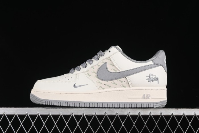 Nike Air Force 1 '07 Low Stussy Collaboration - Brushed Grey Low-Top Casual Sneakers - XZ3328-005