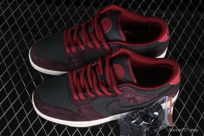 Nike SB Dunk Low  Dark Burgundy & Black  - Premium Suede Skate Shoes