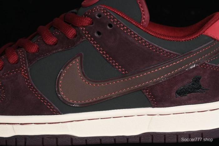 Nike SB Dunk Low Bordeaux Red Skate Shoes Collaboration with Riot Skateshop - FZ1289-200