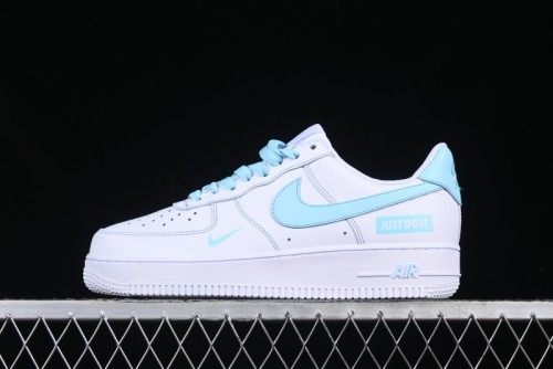Nike Air Force 1 '07 Low Casual Sneakers with White & Blue Swoosh - CW2288-026