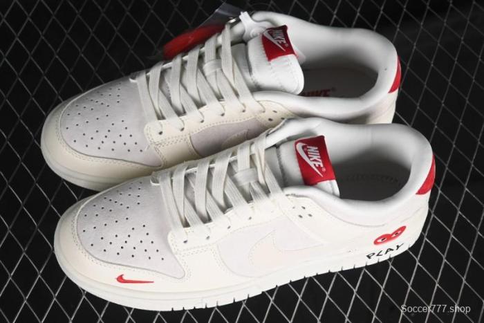 Nike SB Dunk Low Comme des Garçons Collaboration - Pigskin White Swoosh Anniversary Custom Low-Top Casual Skate Shoes - KK1333-004