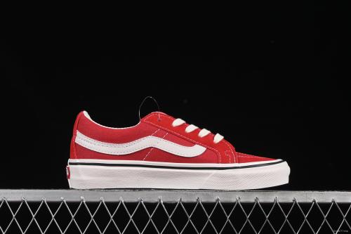 Vans Sk8-Low White Red Anti-Slip Casual Skate Shoes - VN0A4UWIXGJ