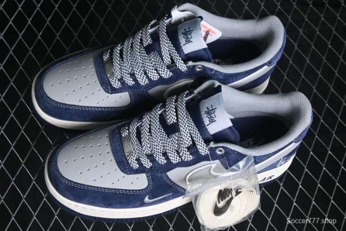 Nike Air Force 1 '07 Low Stussy Collaboration - Grey Blue Suede Low-Top Casual Sneakers - SJ6698-007