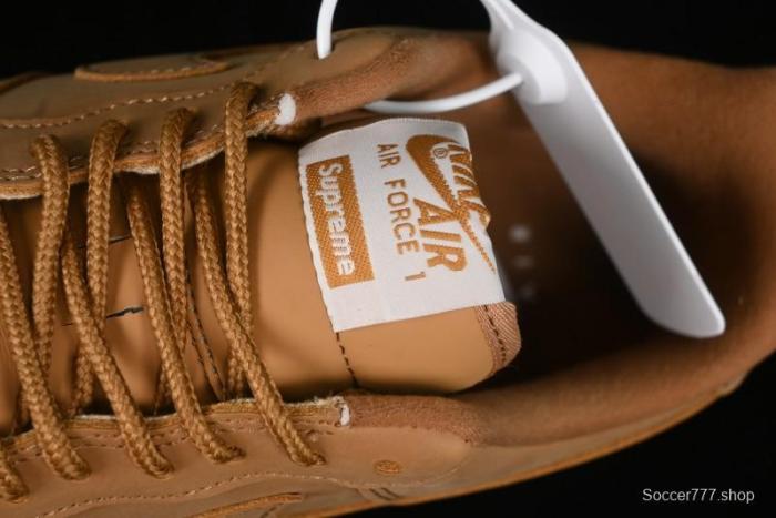 Nike Supreme x Air Force 1 Low Casual Sneakers in Wheat Suede with Full-Length Air Cushion - DN1555-200