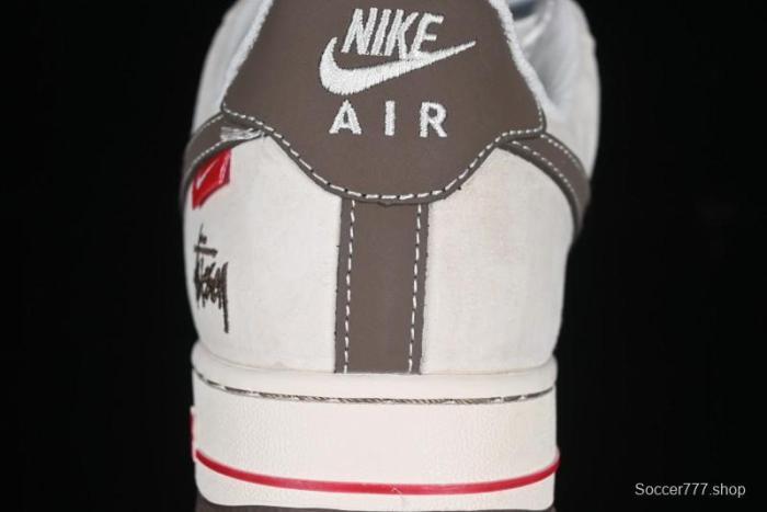 Nike Air Force 1 '07 Low Stussy Collaboration Dual-Tone Beige Brown Low-Top Casual Sneakers - SJ6698-025