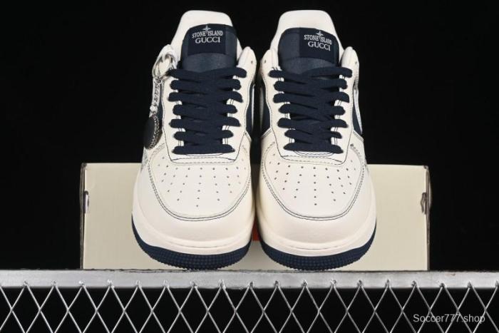 Nike Air Force 1 '07 Low Gucci Stone Island Collaboration - Off White Graphite Low-Top Casual Sneakers - KK1988-013