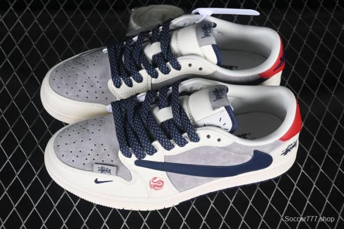 Nike Travis Scott x Fragment Design x Air Jordan 1 Low OG SP AJ1 Snake Year Limited Double Red Sole Low-Top Casual Sneakers - SJ2068-143