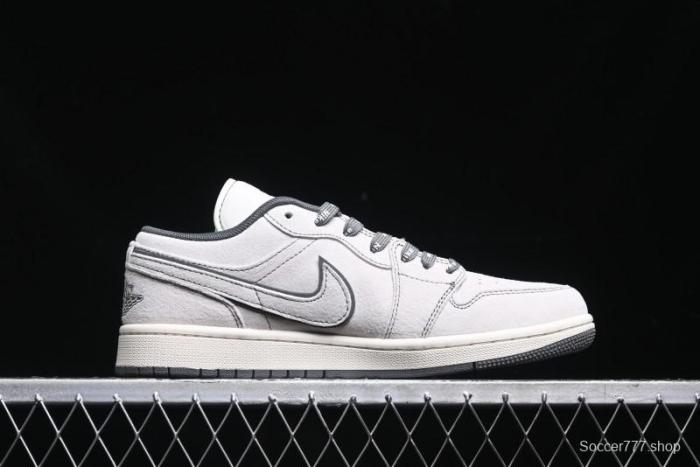 Nike Air Jordan 1 Low AJ1 Stussy Collaboration - Premium Customized Pigskin Grey Line Retro Basketball Shoes - DM9188-005