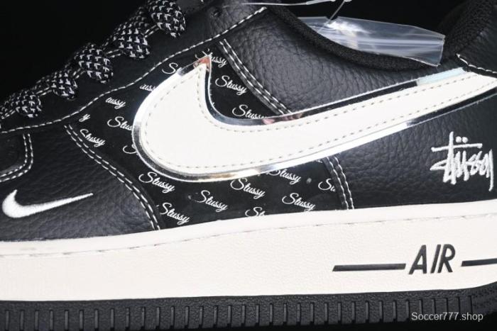 Nike Air Force 1 '07 Low Stussy Collaboration - All Black Low-Top Casual Sneakers - XZ6188-311
