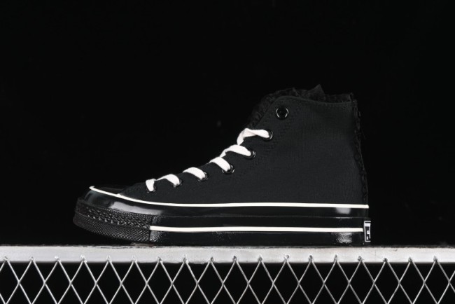 Converse Chuck 1970s High Top Canvas Shoes in Black Lace Punk Style - A10026C