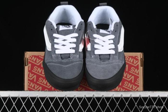 Vans Knu Skool Dark Grey Black Sole Versatile Casual Slip-Resistant Cushioned Platform Sneakers - VN000D22PWT