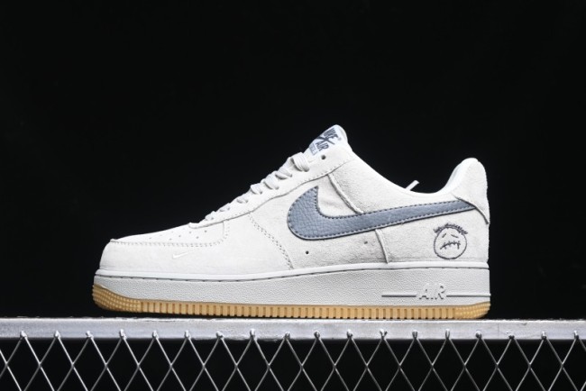 Nike Air Force 1 '07 Low Ghostface Collaboration - Light Grey Pigskin Low-Top Casual Sneakers - DF0188-022