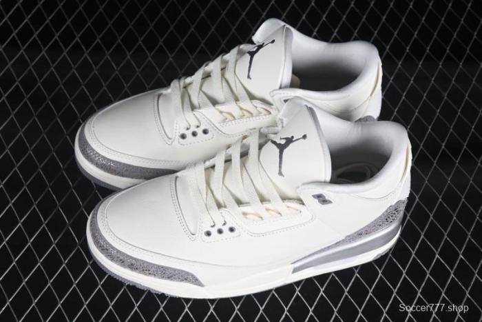 Nike Air Jordan 3 Retro Sneakers Sail Metallic Silver with Elephant Print Accents - CK9246-100