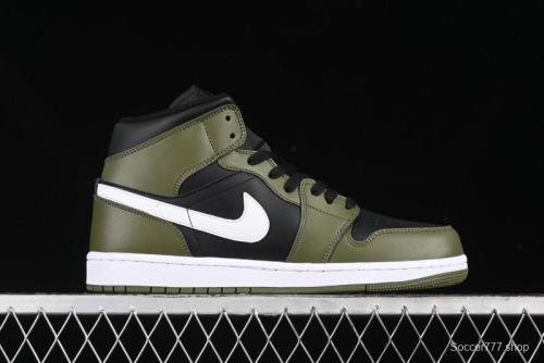 Nike Air Jordan 1 Mid AJ1 Army Green Mid-Top Casual Sneakers - DQ8426-092