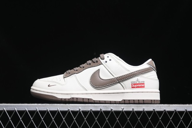 Nike SB Dunk Low Stone Island Supreme Collaboration - Beige Brown Sole Anniversary High-End Custom Low-Top Casual Sneakers - BB9866-008
