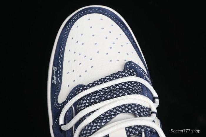 Nike Travis Scott x Fragment Design x Air Jordan 1 Low OG SP AJ1 Bape Collaboration - Klein Blue Lace-Up Low-Top Casual Sneakers - XS3186-201