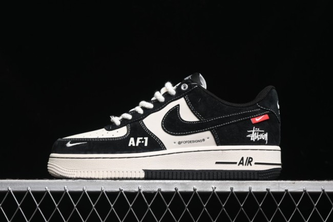 Nike Air Force 1 '07 Low Stussy Collaboration - Black/Red Label Low-Top Casual Sneakers - SJ6698-008