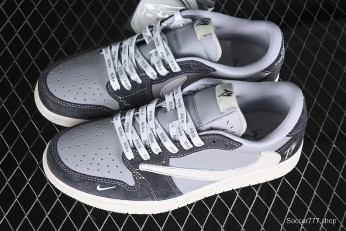 Nike Travis Scott x Fragment Design x Air Jordan 1 Low OG SP AJ1 Retro Sneakers in Traffic Grey - CF3688-055