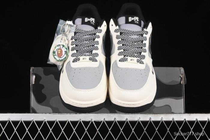 Nike Air Force 1 '07 Low Bape Collaboration - Beige Grey Black Low-Top Casual Sneakers BB6566-209