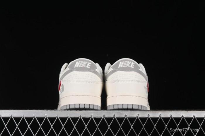 Nike SB Dunk Low Supreme The North Face Collaboration - Light Gray Reflective Swoosh Anniversary Custom Edition Low-Top Casual Skate Shoes - XX2025-628