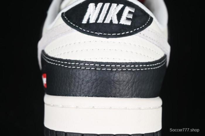 Nike SB Dunk Low Supreme Collaboration - Black Leather Texture Anniversary High-End Custom Low-Top Casual Skate Shoes - XS1086-020