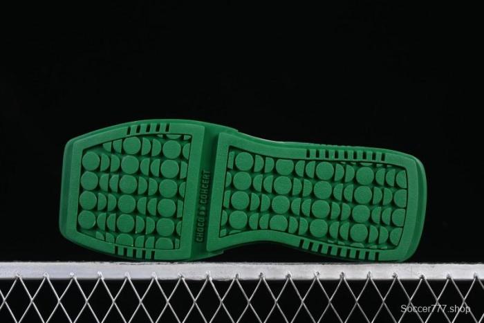 Choco Concert Leather Round Square Asymmetric Fashion Sneakers White Green - AJE5