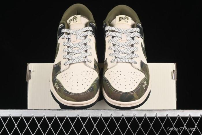Nike SB Dunk Low Bape Collaboration - Patchwork Camouflage Anniversary Custom Low-Top Casual Sneakers - CH6336-229