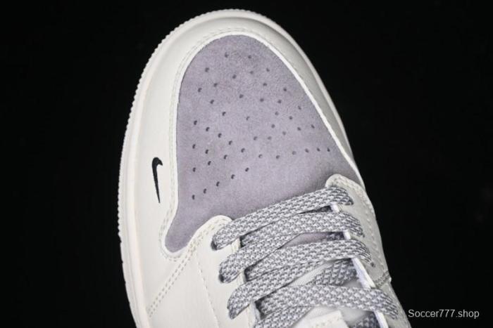 Nike Air Jordan 1 Low Stussy Collaboration - Retro Basketball Shoes in Light Grey - SJ9950-044