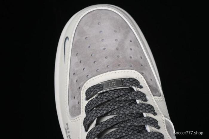 Nike Air Force 1 '07 Low Supreme Collaboration Custom Casual Sneakers with Grey Swoosh - DM6688-056