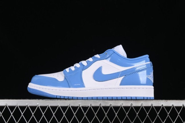 Nike Air Jordan 1 Low AJ1 Patent Leather Blue Casual Sneakers - FZ2138-114