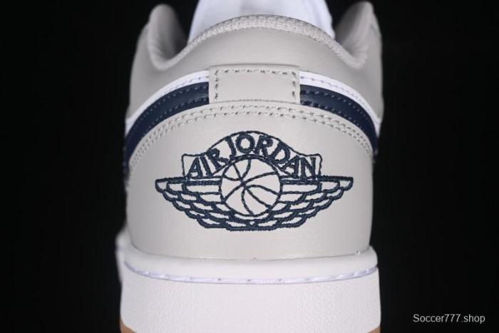 Nike Air Jordan 1 Low AJ1 Casual Sneakers with Blue Swoosh - 553558-146