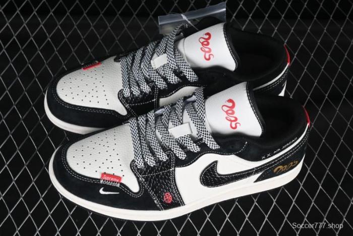 Nike Air Jordan 1 Low AJ1 Year of the Snake Limited Edition White Black Snake Pattern Low-Top Casual Sneakers - SJ9950-056