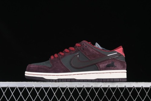 Nike SB Dunk Low  Dark Burgundy & Black  - Premium Suede Skate Shoes