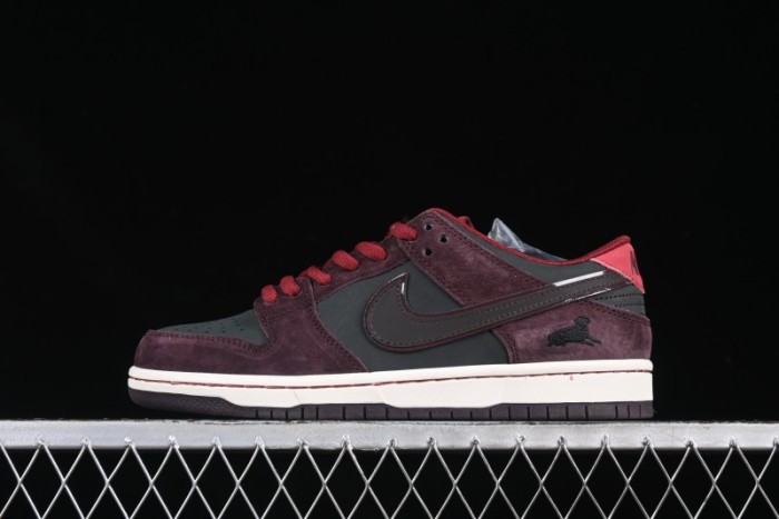 Nike SB Dunk Low  Dark Burgundy & Black  - Premium Suede Skate Shoes