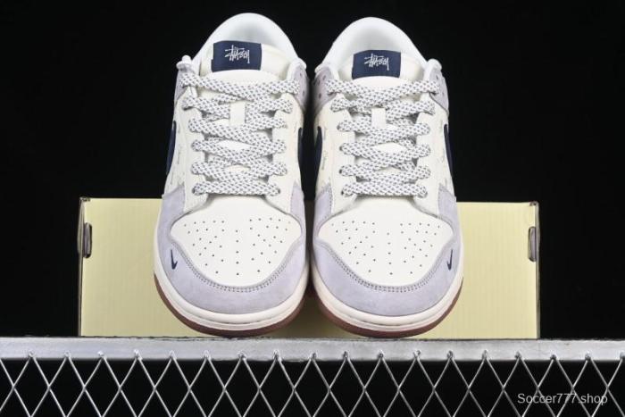 Nike SB Dunk Low Stussy Collaboration Blue Swoosh Gum Sole Anniversary Custom Low-Top Casual Sneakers - XS1086-012