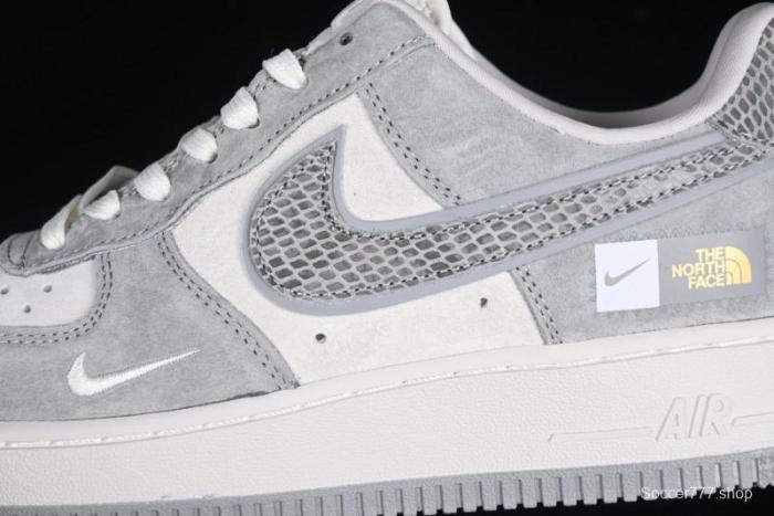 Nike Air Force 1'07 Low The North Face Collaboration Pig Grey Snake Print Low-Top Casual Sneakers - DF0188-027