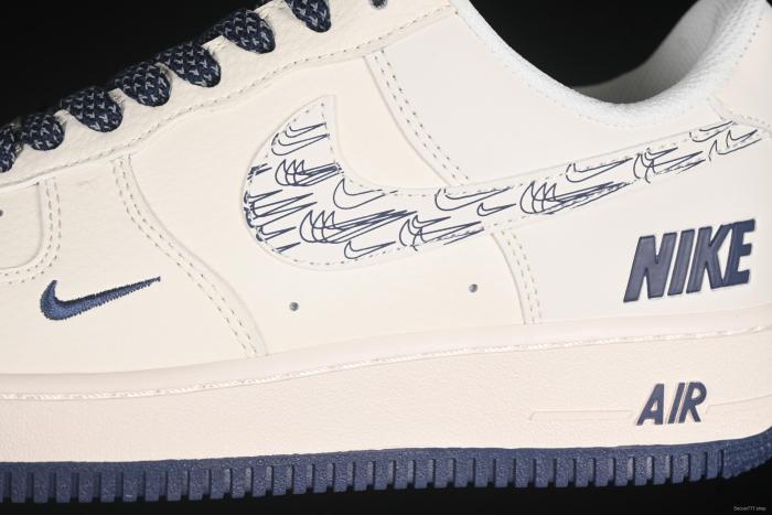 Nike Air Force 1'07 Low Collaboration Sneakers in Dark Blue with Mini Swoosh Logo - HH7518-047